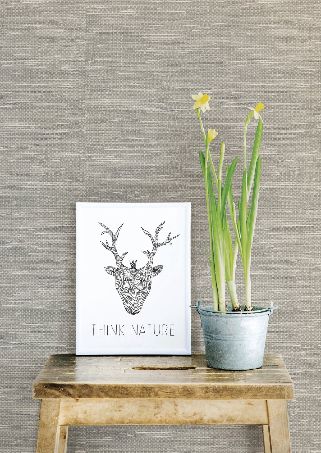 Tibetan Grasscloth Grey Natural Peel & Stick Wallpaper - NuWallpaper NUW2083