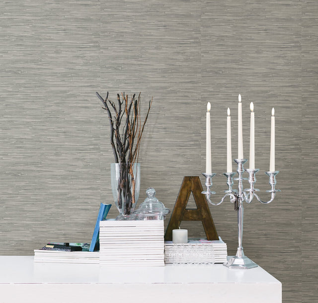Tibetan Grasscloth Grey Natural Peel & Stick Wallpaper - NuWallpaper NUW2083