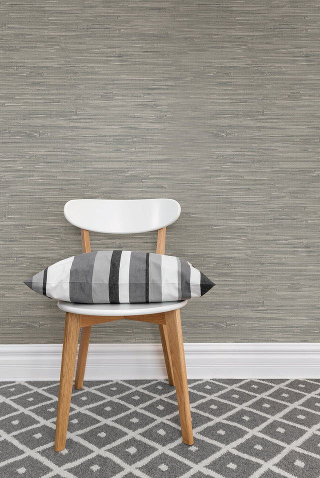 Tibetan Grasscloth Grey Natural Peel & Stick Wallpaper - NuWallpaper NUW2083