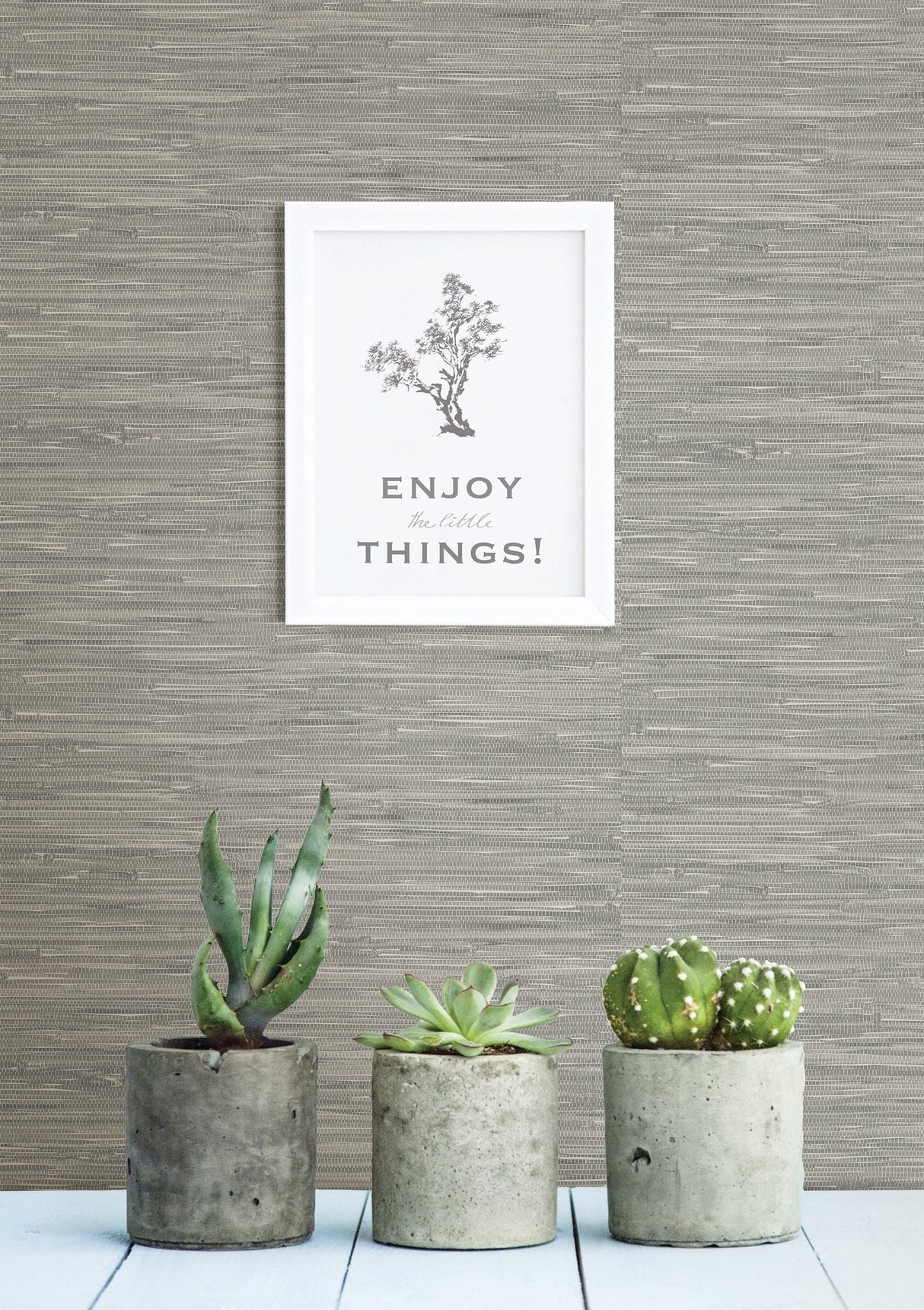 Tibetan Grasscloth Grey Natural Peel & Stick Wallpaper - NuWallpaper NUW2083