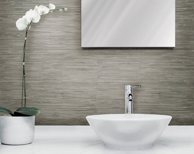 Tibetan Grasscloth Grey Natural Peel & Stick Wallpaper - NuWallpaper NUW2083