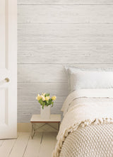 Shiplap Off White Wood Peel & Stick Wallpaper with Traditional Faux Effects - NuWallpaper NUW2187