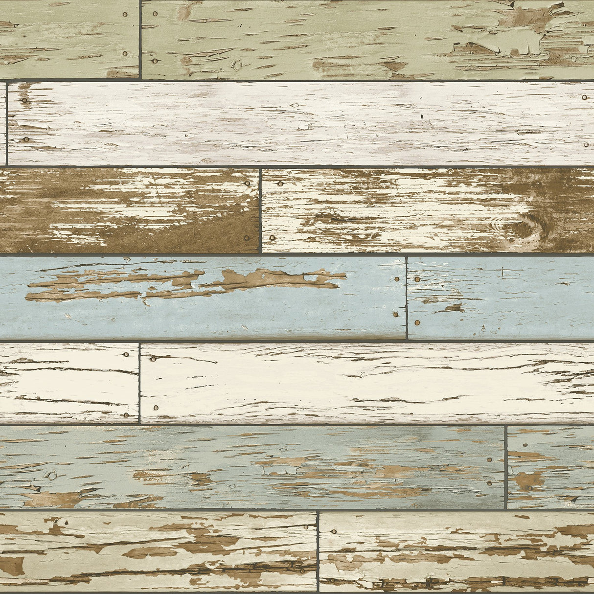 Old Salem Vintage Wood Green Planks Peel & Stick Wallpaper with Faux Effects Country Style - NUW2188