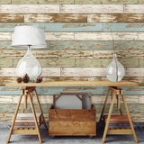Old Salem Vintage Wood Green Planks Peel & Stick Wallpaper with Faux Effects Country Style - NUW2188