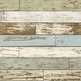Old Salem Vintage Wood Green Planks Peel & Stick Wallpaper with Faux Effects Country Style - NUW2188