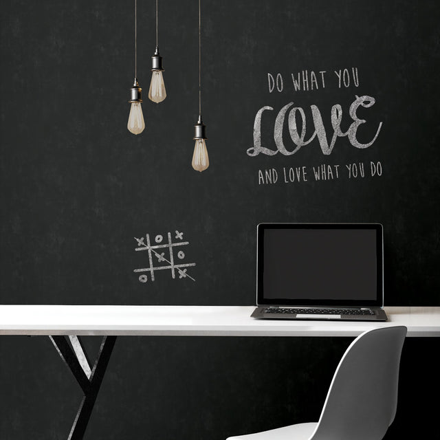 Vintage Chalkboard Black Peel & Stick Wallpaper, Industrial Faux Effects - NuWallpaper NUW2220