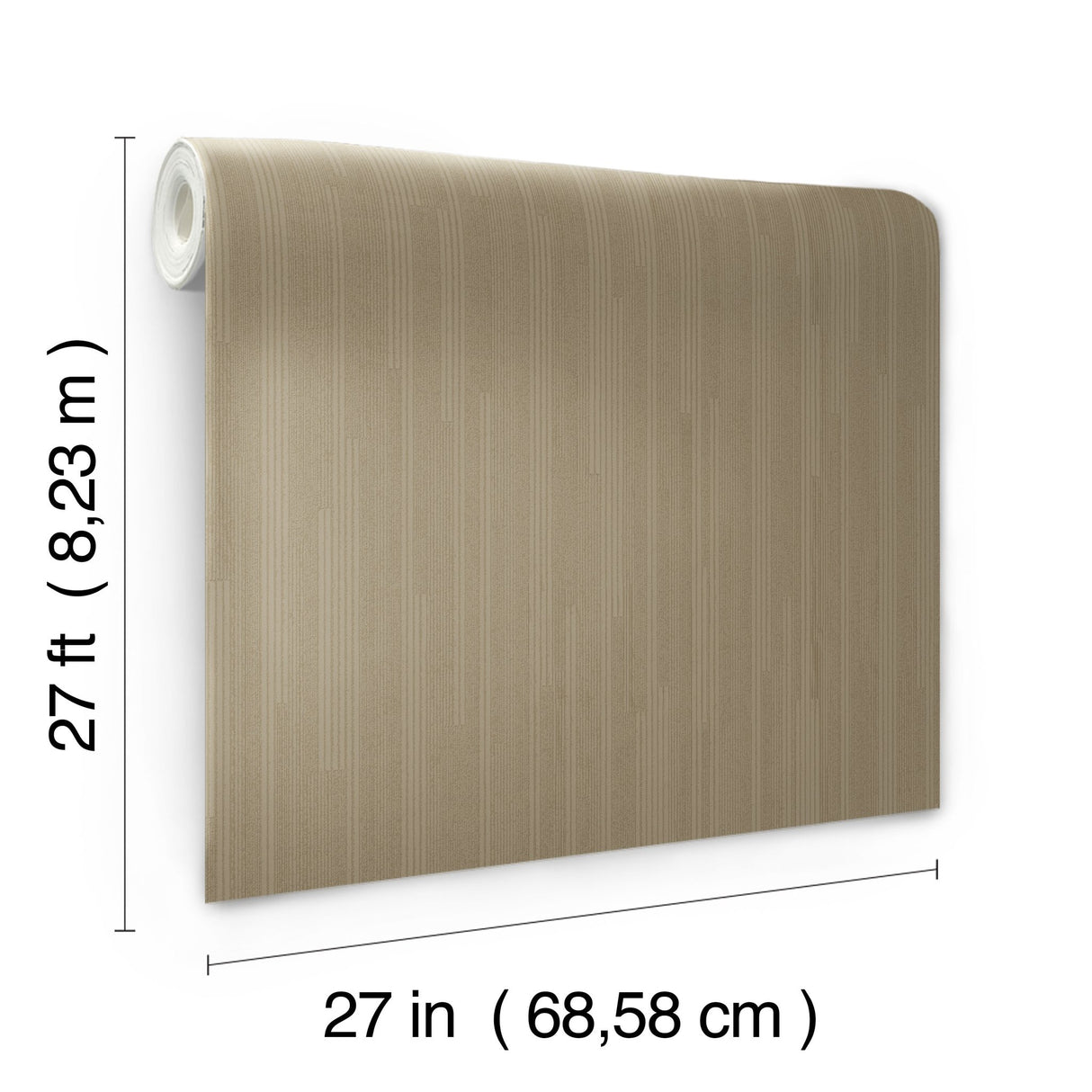 Vertical Plumb Soft Gold Metallic Wallpaper with Metallic Abstract Vertical Stripe - York NV5504