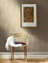 Vertical Plumb Soft Gold Metallic Wallpaper with Metallic Abstract Vertical Stripe - York NV5504
