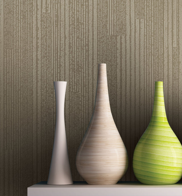 Vertical Plumb Soft Gold Metallic Wallpaper with Metallic Abstract Vertical Stripe - York NV5504