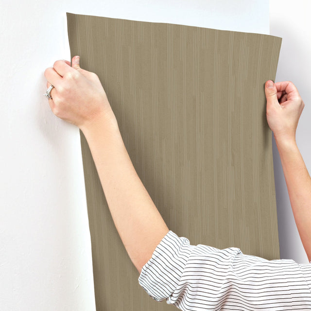 Vertical Plumb Soft Gold Metallic Wallpaper with Metallic Abstract Vertical Stripe - York NV5504