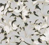 Acanthus Toss Black & Grey Wallpaper with Botanical Acanthus Leaf Motif - York NV5510