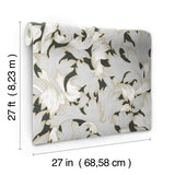 Acanthus Toss Black & Grey Wallpaper with Botanical Acanthus Leaf Motif - York NV5510