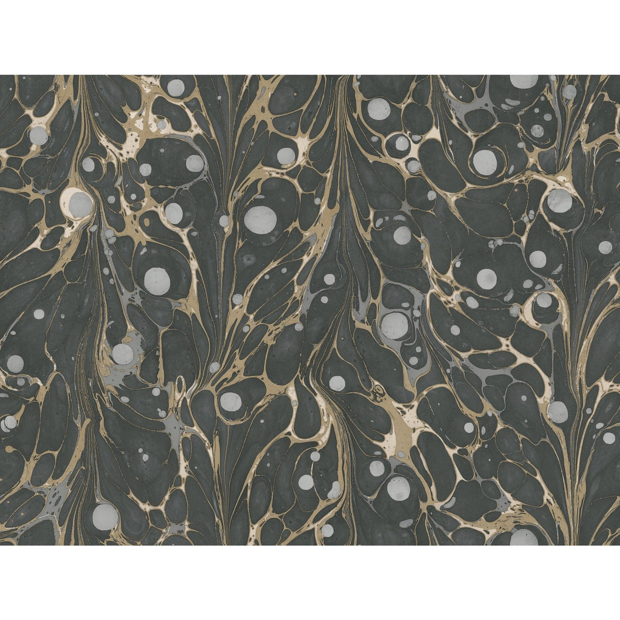 Marbled Endpaper Black & Gold Wallpaper with Marbled Book Paper Motif - York NV5591