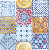 Multicolored Moroccan tile patchwork peel and stick wallpaper pattern