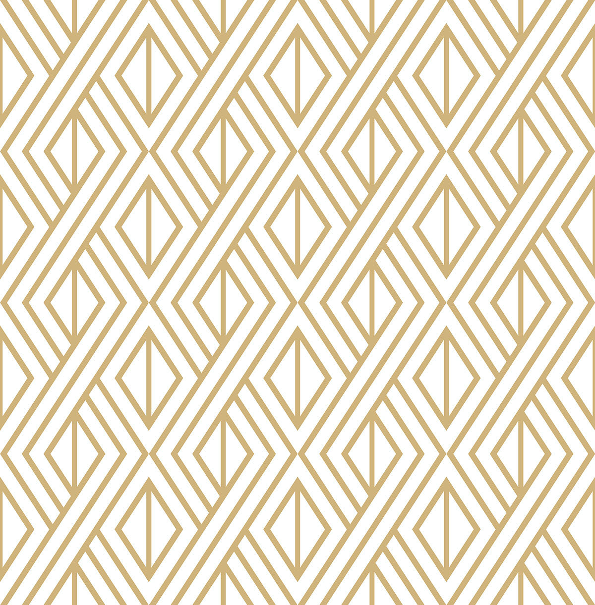 Metallic gold diamond geometric peel and stick wallpaper pattern