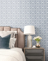 Navy Diamond Geometric Navy & White by NextWall Peel & Stick Geometric Wallpaper – NextWall NW30106