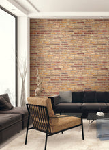 Faux Rustic Red Brick Rustic Red by NextWall Peel & Stick Peel & Stick Faux Brick Wallpaper – NextWall NW30201-Sample