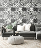 Graphic Tile Black and White by NextWall Peel & Stick Wallpaper – NextWall NW30300
