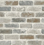 Washed Brick peel and stick wallpaper pattern in soft gray and rust tones