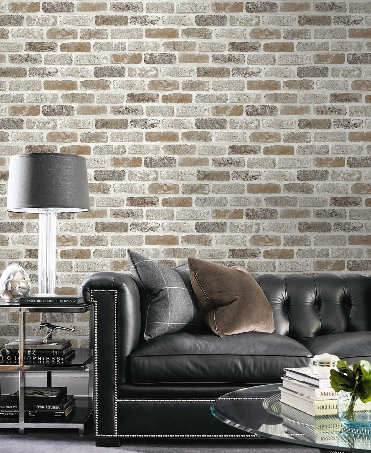 Washed Brick Tanned Leather & Pewter by NextWall Peel & Stick Removable Wallpaper – NextWall NW30506 -Sample