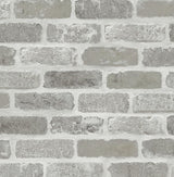 Washed Brick peel and stick wallpaper in Pumice Stone grey washed brick pattern