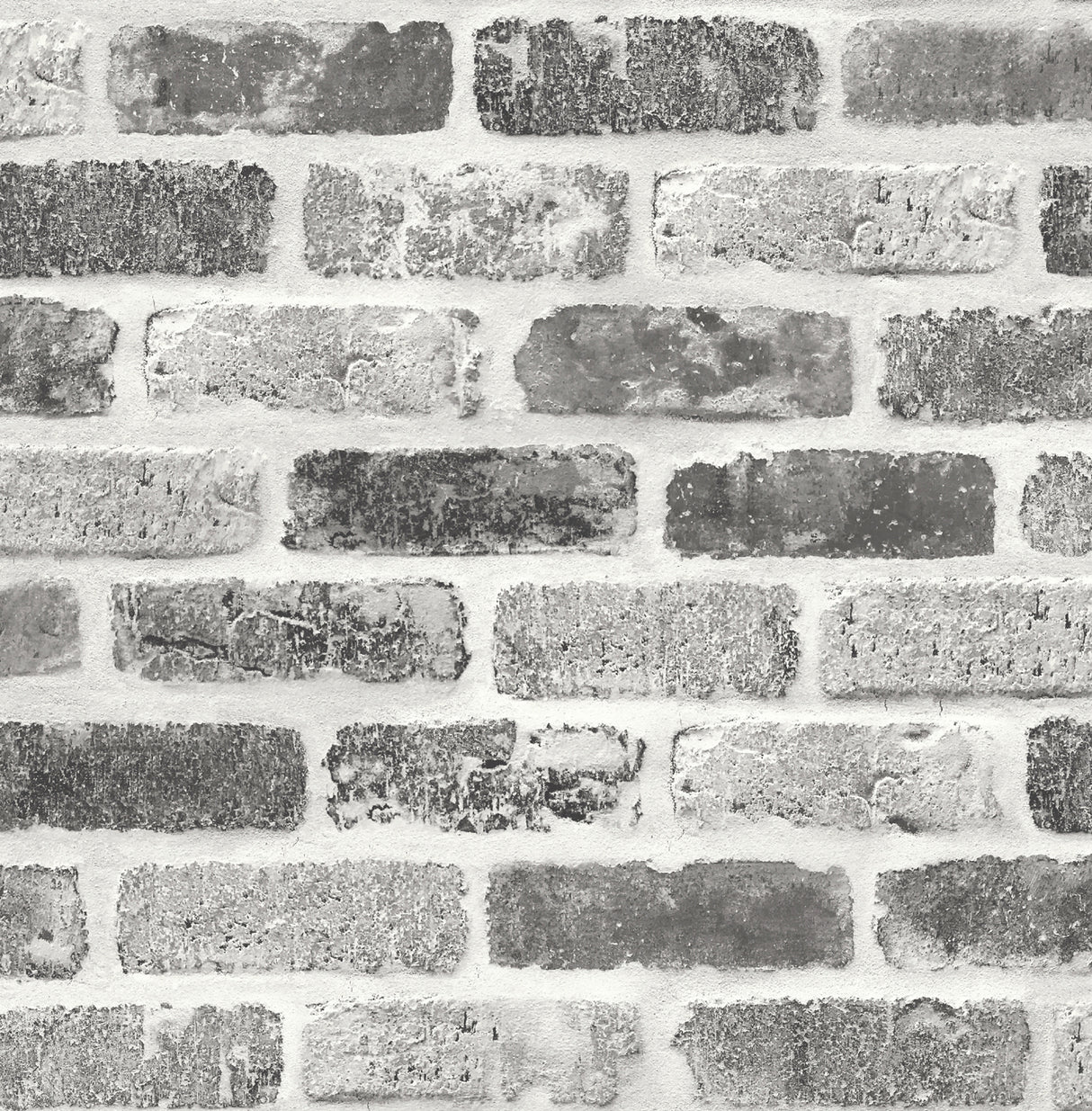 Gray Washed Brick peel and stick wallpaper in soft gray and charcoal brick pattern