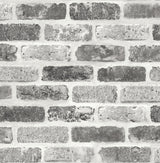 Gray Washed Brick peel and stick wallpaper in soft gray and charcoal brick pattern