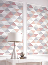 Mod Triangles Pink & Metallic Silver by NextWall Peel & Stick Geometric Peel & Stick Wallpaper – NextWall NW31100