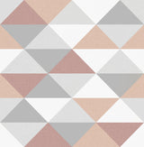 Mod Triangles peel and stick wallpaper in pink and metallic silver geometric triangles by NextWall, SKU NW31100.