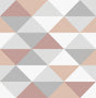 Mod Triangles peel and stick wallpaper in pink and metallic silver geometric triangles by NextWall, SKU NW31100.