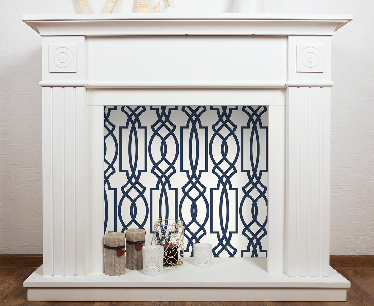 Deco Lattice Navy & White by NextWall Peel & Stick Vinyl Peel & Stick Wallpaper – NextWall NW31502