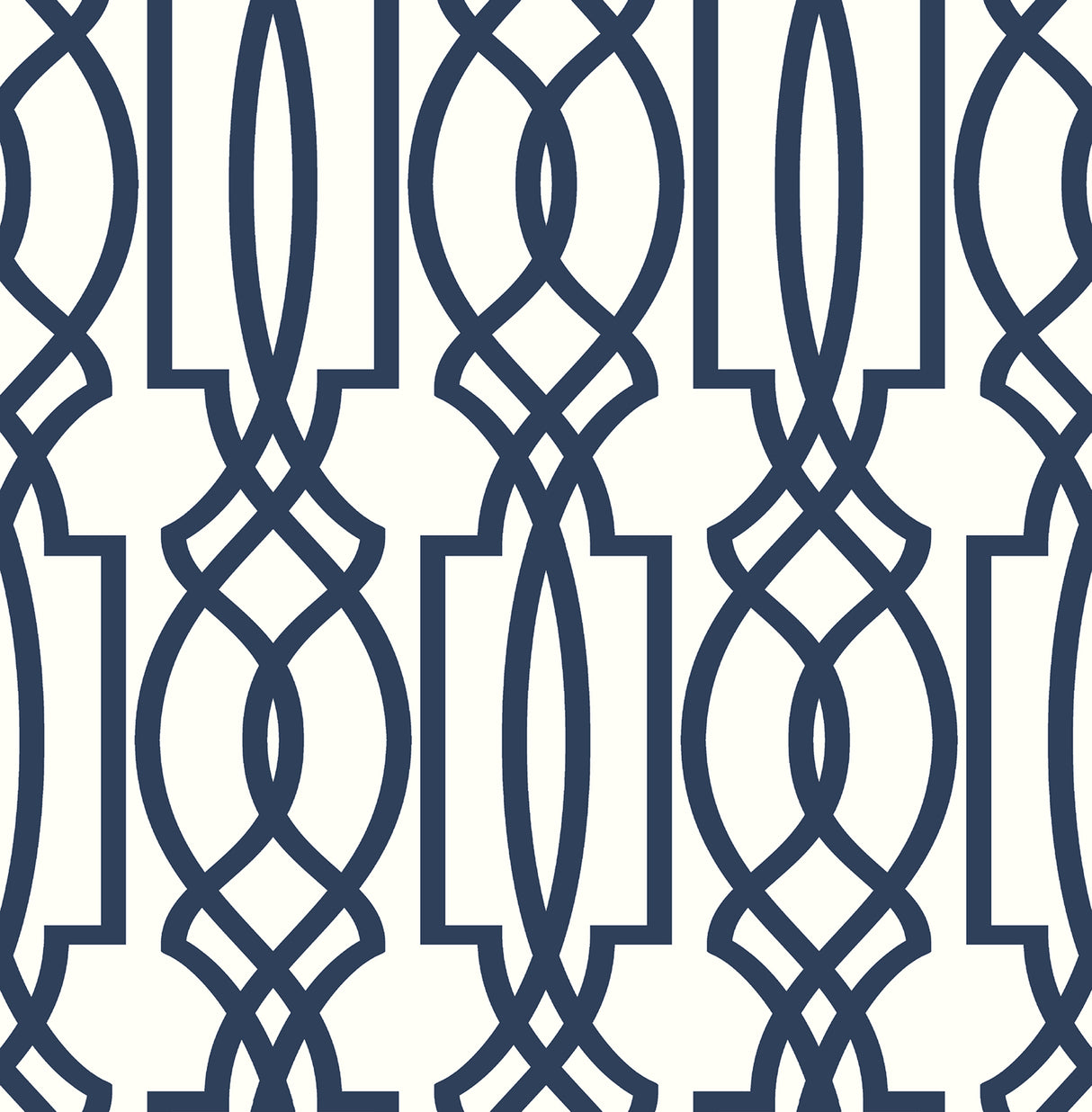 Navy and white deco lattice peel and stick wallpaper pattern