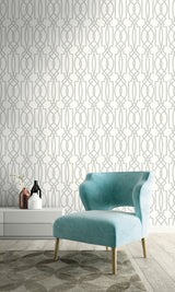 Deco Lattice Soft Gray & White by NextWall Peel & Stick Peel & Stick Wallpaper – NextWall NW31508