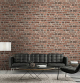 Distressed Red Brick Red & Charcoal by NextWall Peel & Stick Brick Wallpaper – NextWall NW31700-Sample