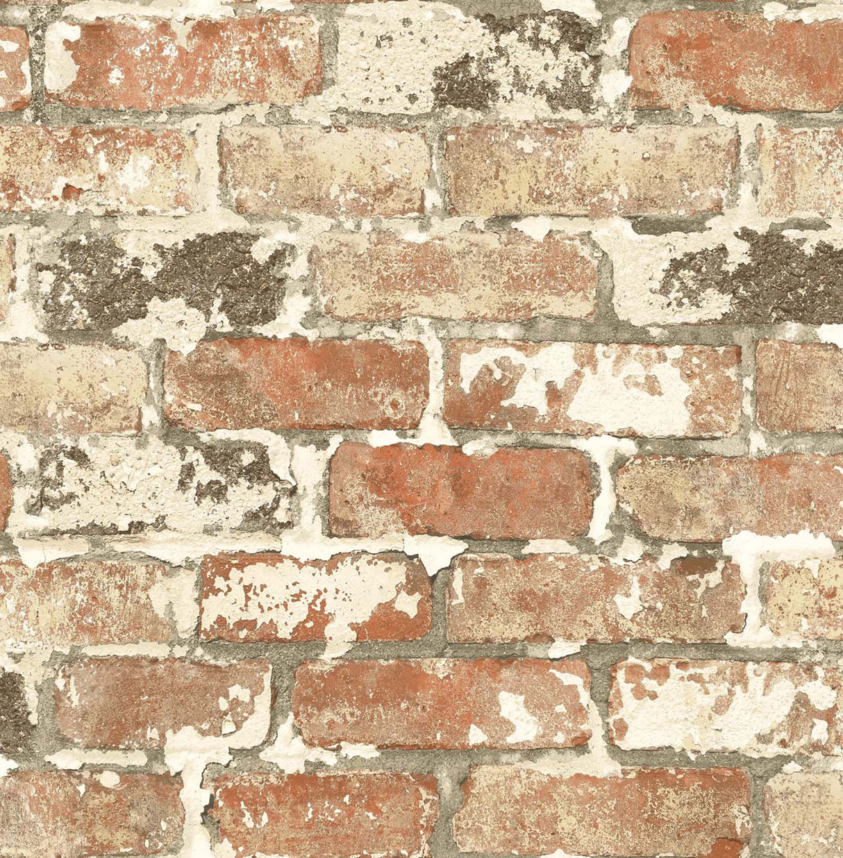 Weathered red brick and charcoal peel and stick wallpaper pattern