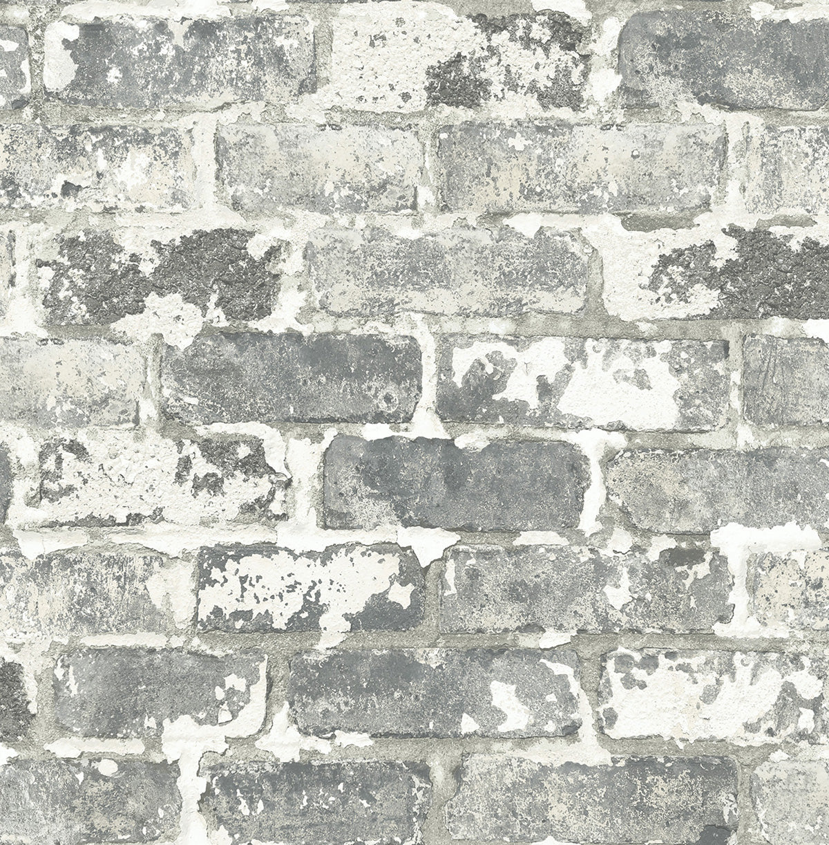 Weathered gray and ivory brick peel and stick wallpaper