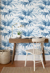 Tropical Palm Leaf Coastal Blue by NextWall Peel & Stick Botanical Palm Wallpaper – NextWall NW32502