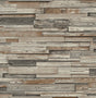 Reclaimed Wood Plank peel and stick wallpaper in charcoal and brown wood plank design