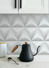 Triangle Origami Gray by NextWall Peel & Stick Geometric Peel & Stick Wallpaper- NextWall NW32800
