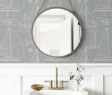 Yacht Club Gray by NextWall Peel & Stick Nautical Blueprint Peel & Stick Wallpaper – NextWall NW32908