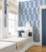 Paradise Palm Coastal Blue by NextWall Peel & Stick Tropical Botanical Wallpaper – NextWall NW33002