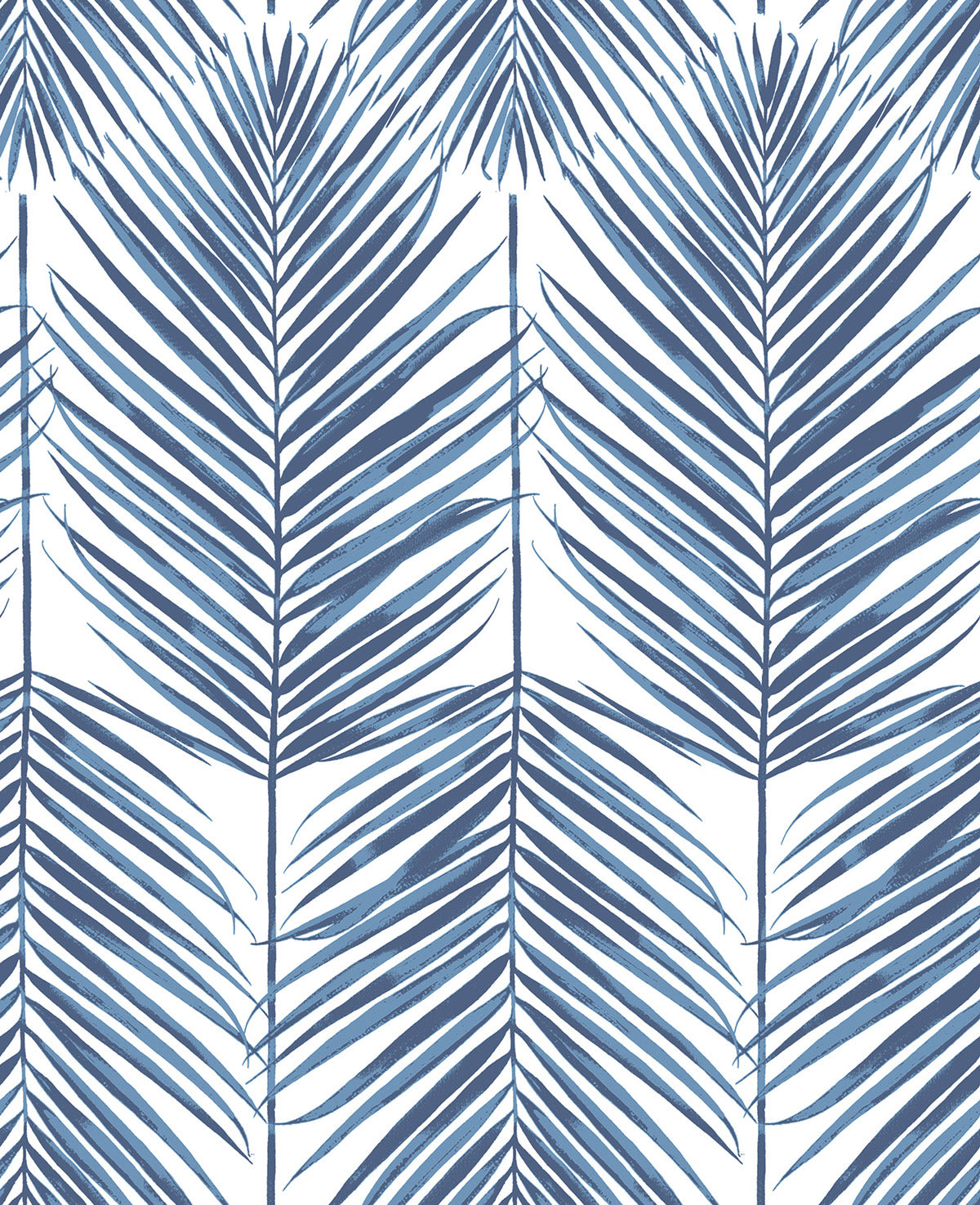 Paradise Palm Coastal Blue palm leaf pattern peel and stick wallpaper by NextWall (NW33002).