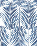 Paradise Palm Coastal Blue palm leaf pattern peel and stick wallpaper by NextWall (NW33002).