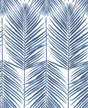 Paradise Palm Coastal Blue palm leaf pattern peel and stick wallpaper by NextWall (NW33002).