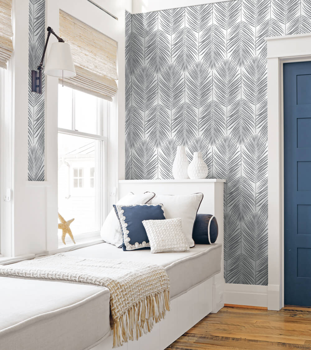 Paradise Palm Daydream Gray by NextWall Peel & Stick Tropical Palm Wallpaper – NextWall NW33008