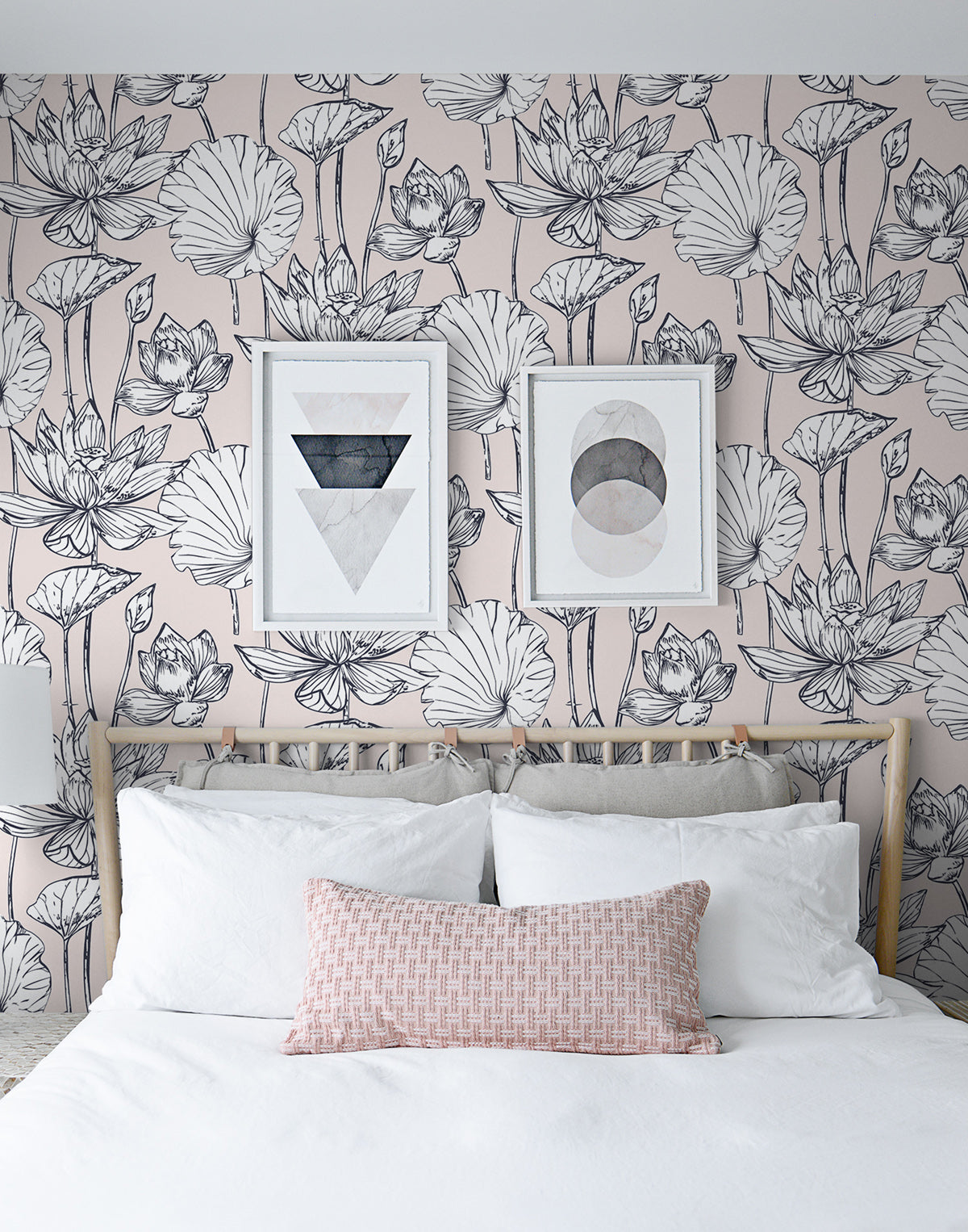 Lotus Floral Blush & Ebony by NextWall Peel & Stick Floral Wallpaper – NextWall NW33101
