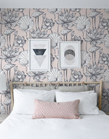Lotus Floral Blush & Ebony by NextWall Peel & Stick Floral Wallpaper – NextWall NW33101