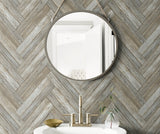Chevron Wood Taupe & Beige by NextWall Peel & Stick Herringbone Wood Wallpaper – NextWall NW33308
