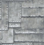 Charcoal faux riveted metal panel industrial peel and stick wallpaper pattern