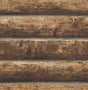 NextWall Log Cabin walnut peel and stick vinyl wallpaper with rustic log wood plank print